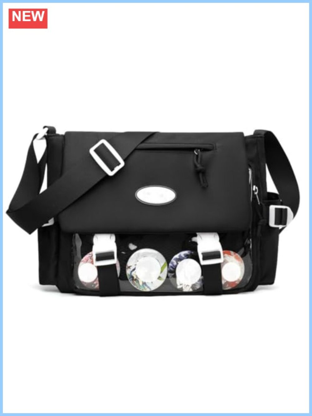 Ita Bag Crossbody Pin Display Nylon Messenger Shoulder Bag